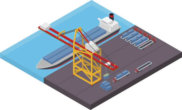 鸟瞰图港口滨水和海运码头与集装箱图片下载