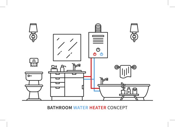 浴室热水器间歇泉矢量插图图片下载