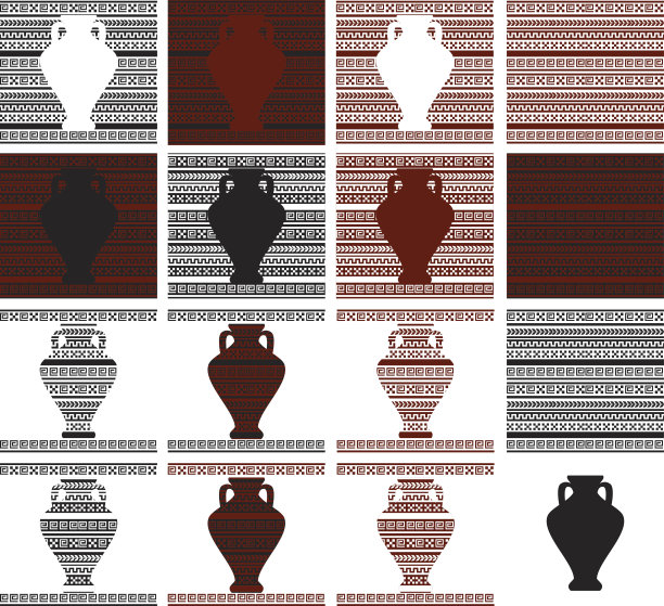 希腊装饰品和花瓶的图案图片下载