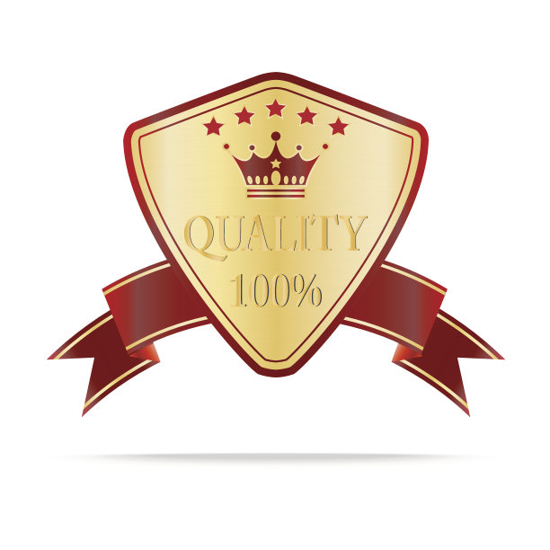 奢华的金色和红色品质盾牌标签图片下载