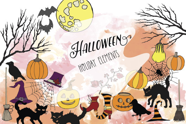 万圣节装饰插画图片下载