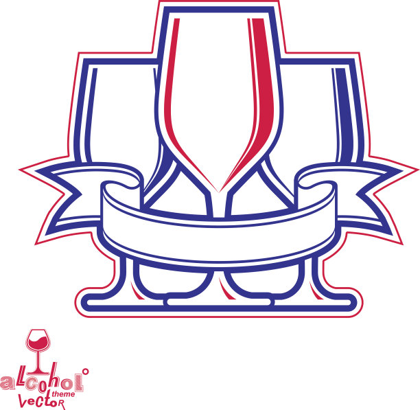 经典的向量三杯与弯曲的丝带图片下载