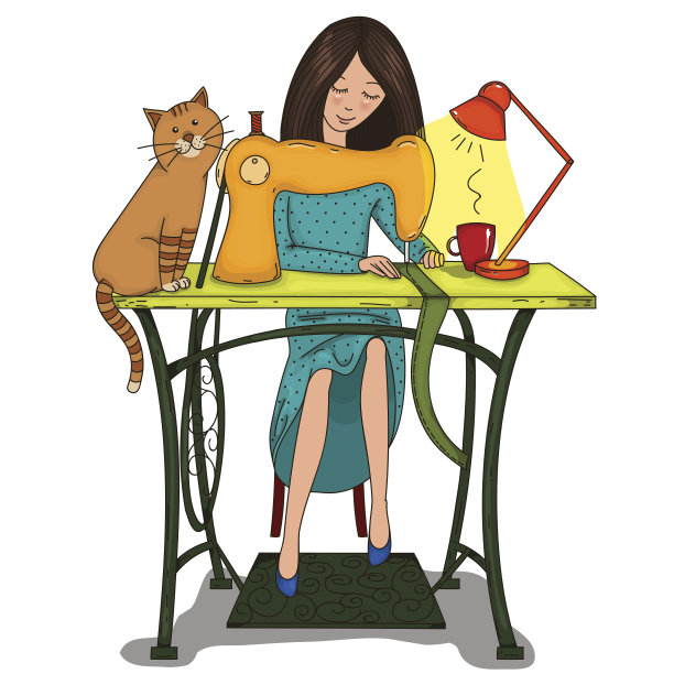 女人在缝纫机上缝东西。图片下载