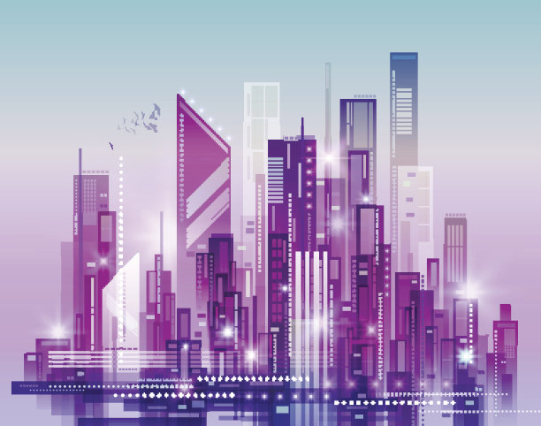 夜晚城市的天际线。图片下载