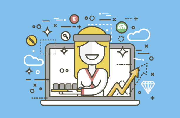 矢量插画制作日本美食，寿司大师，女性设计元素，为配送服务企业，线上销售，订单预订推广管理艺术线图片下载