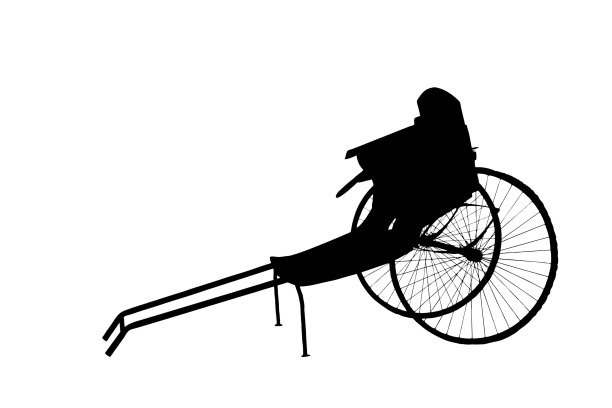 白色背景上的中国人力车。图片下载