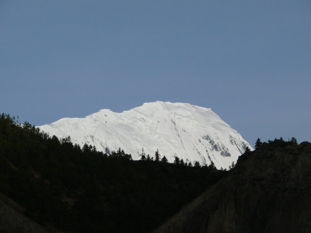 白雪皑皑的喜马拉雅山Ganggapurna峰图片下载