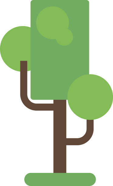 卡通树矢量插图孤立在白色的背景图片下载