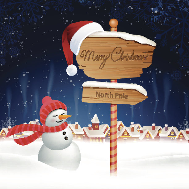 矢量圣诞设计与雪人图片下载