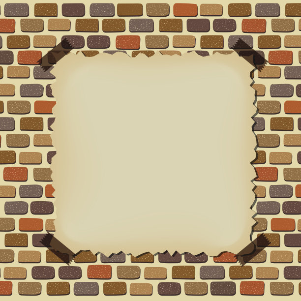 砖墙框架上的空旧纸图片下载