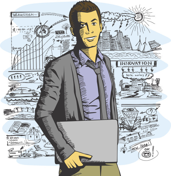 矢量人，手里拿着笔记本电脑图片下载