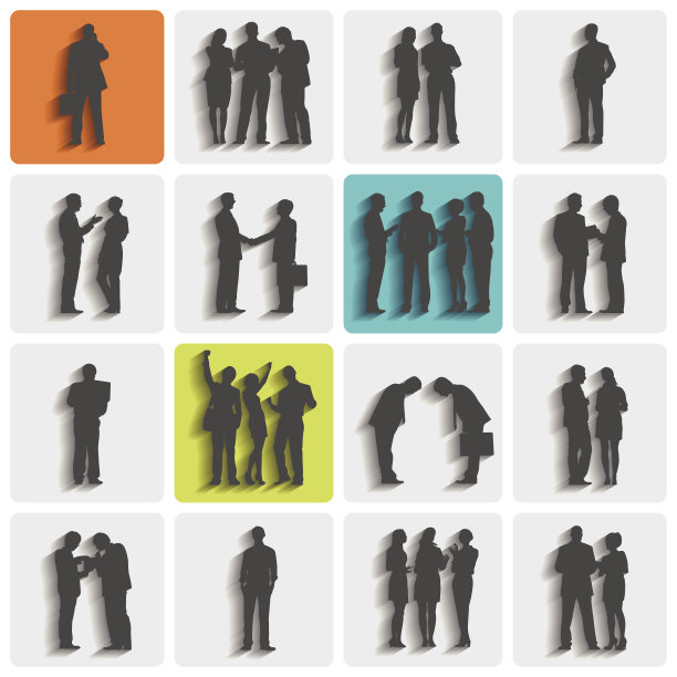 商业人士站立和工作的向量图片下载