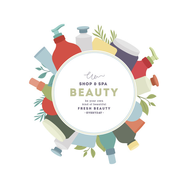 装饰圆形设计模板。美容成分。矢量图图片下载