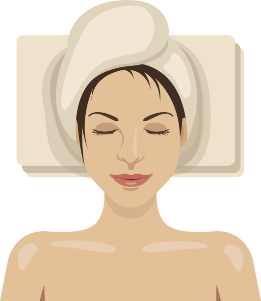 头顶毛巾躺着的女人。水疗，美容服务图片下载