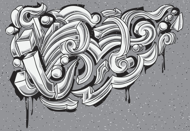 黑色和白色的涂鸦卷背景素材图片