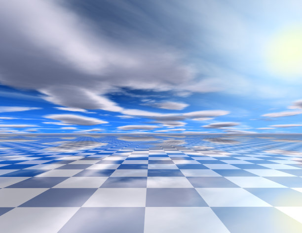 棋牌地板蓝色抽象背景3D插图。图片下载