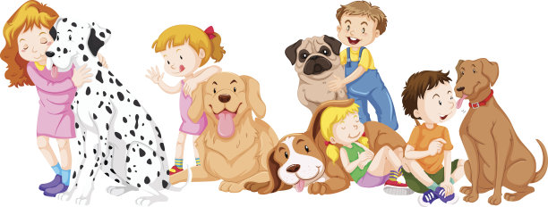 孩子和宠物狗图片下载