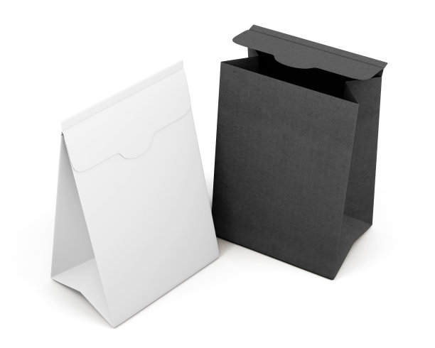 两个纸袋孤立在白色背景上。三维渲染图片下载