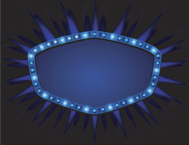 招牌带有复古风格的灯具。带有灯泡的复古横幅图片下载