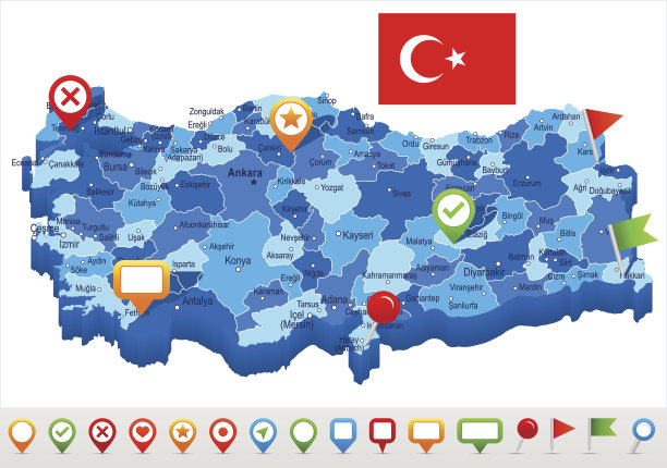 土耳其-地图和旗帜â插图图片下载