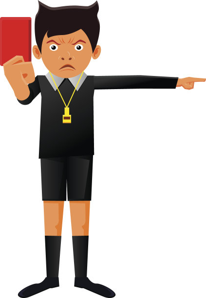 足球裁判手持红牌矢量图标图片下载