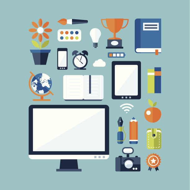 插图向量学校平面设计构成图片下载