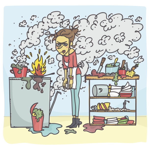 厨房里乱七八糟的女人图片下载