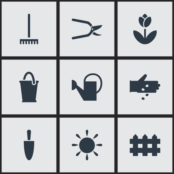 9个可编辑的植物图标。图片下载