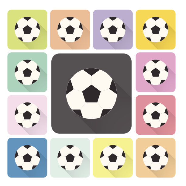 足球图标颜色设置矢量插图图片下载
