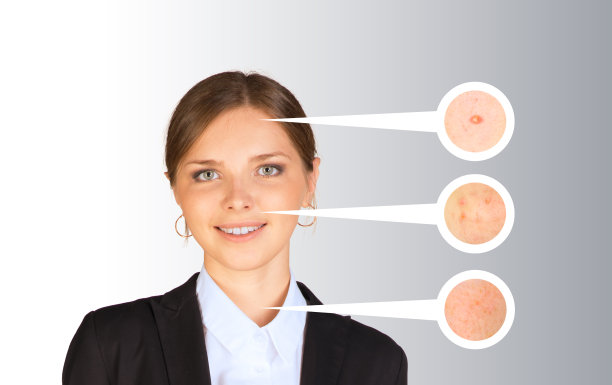 美丽女孩的肖像。在皮肤上缩放标注图片下载