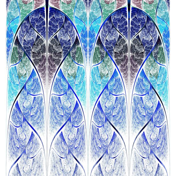 对称的蓝色分形花，数字对数图片下载