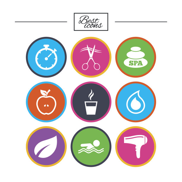 水疗、美容图标。游泳池的迹象。图片下载