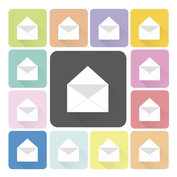 邮件图标颜色设置矢量插图。图片下载