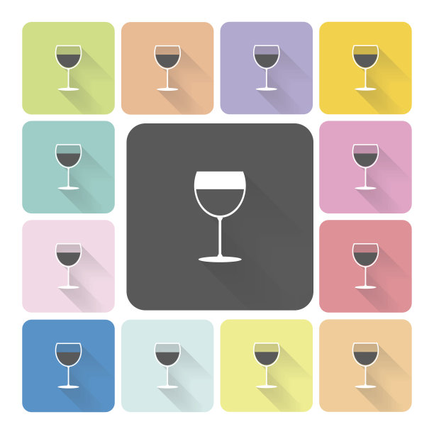 玻璃酒图标颜色设置矢量插图图片下载