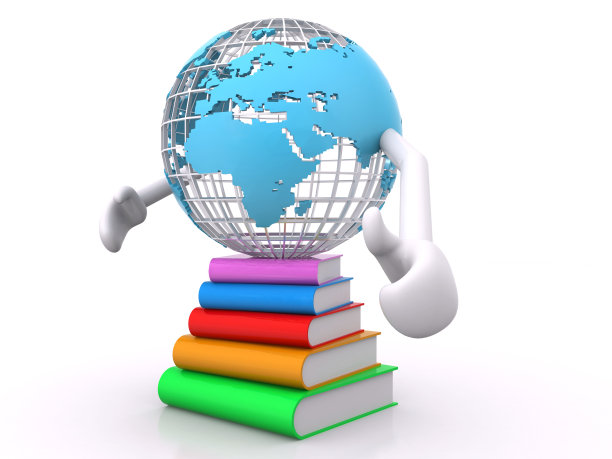 合上的书和地球仪在白色的背景。孤立的三维图像图片下载