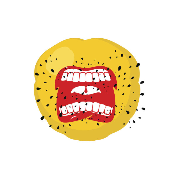 表情符号的尖叫声。张开嘴和牙齿。疯狂的Emoji。情感大喊。黄色的球头图片下载