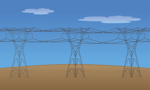 电力传输塔及高压电缆图解。理想的培训和机构材料图片下载