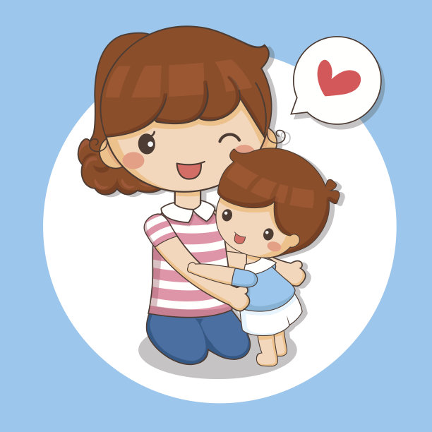 男孩爱他妈妈的插图素材图片