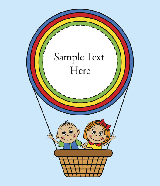 孩子们在气球篮子里飞行。图片下载