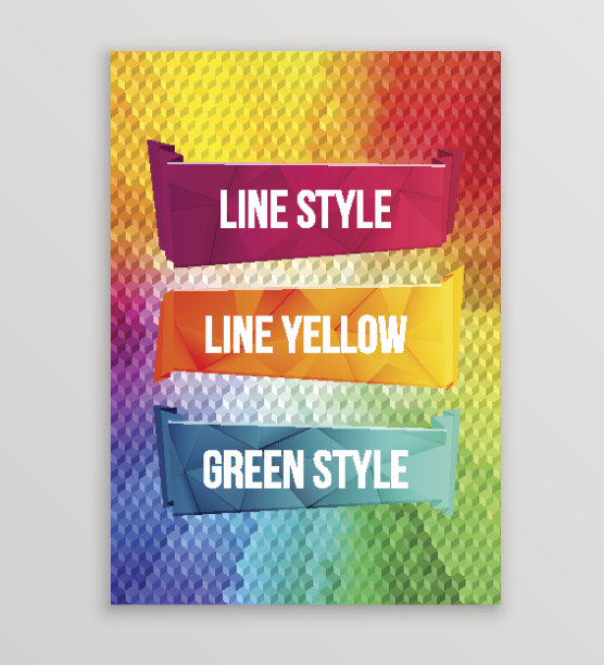 水彩poligon丝带和横幅文字。收集水彩设计元素。抽象的彩色条纹图片下载