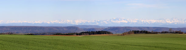 以黑森林为前景的阿尔卑斯山山脉图片下载