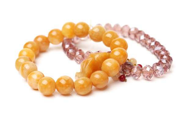 白底玉石、水晶、手链图片下载