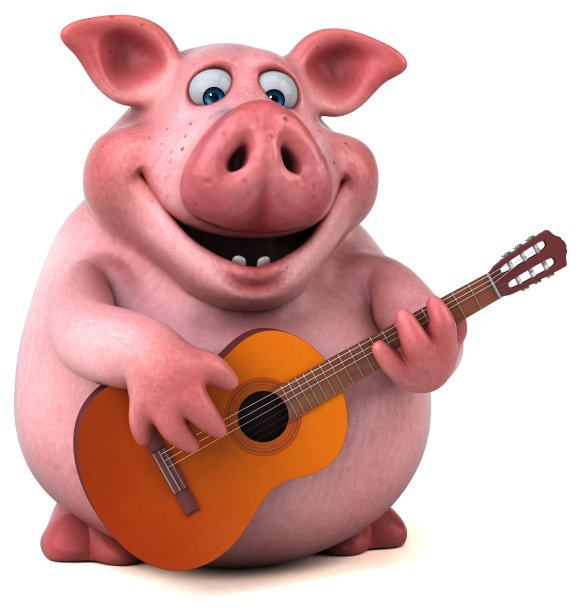 有趣的猪- 3D插图图片下载