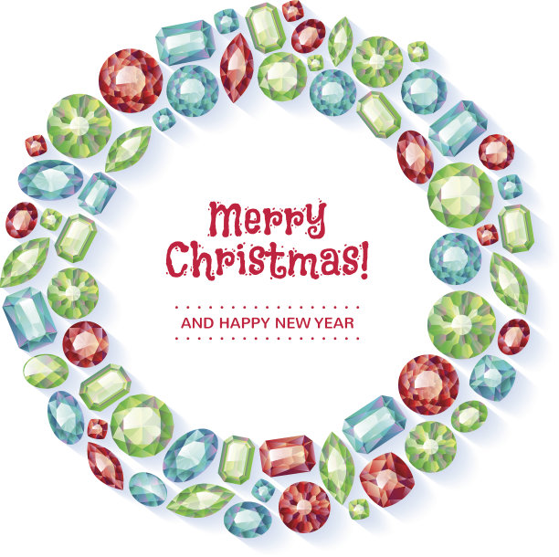 圣诞花环收集的宝石。图片下载