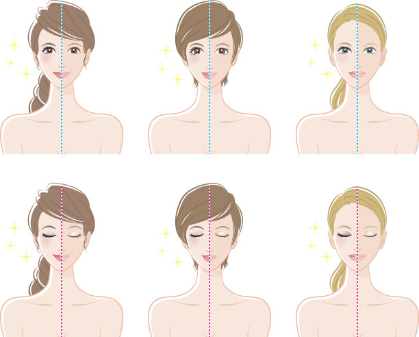 女人，化妆前和化妆后素材图片