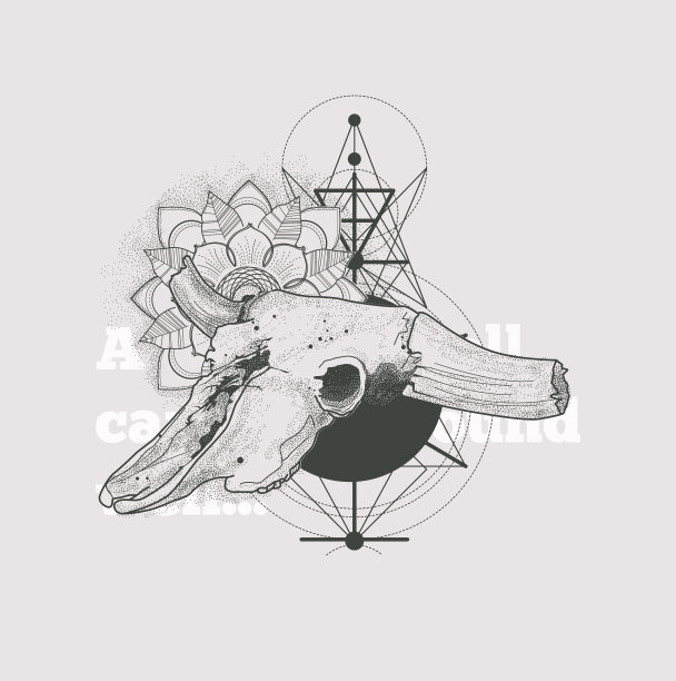 dot - work动物头骨与现代街头风格的属性图片下载