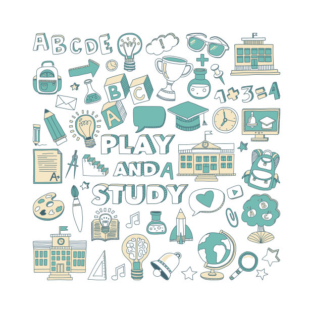 回到学校涂鸦集。线性的图标图片下载