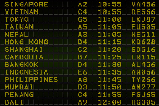 黑色机场飞往亚洲的登机牌图片下载