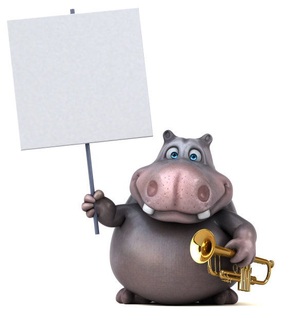 有趣的河马- 3D插图图片下载