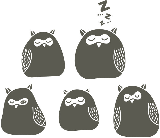 一组睡猫头鹰。图片下载